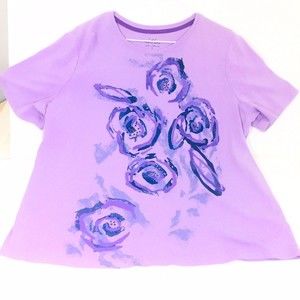 Tape Measure Designs & Rhinestones Short Sleeve Top Blouse Great Design Sz.1X